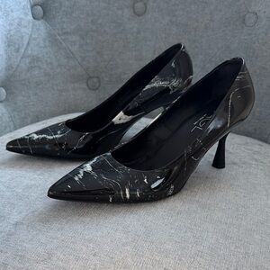 AGL Black Marble Women's leather Heels.  NEVER WORN